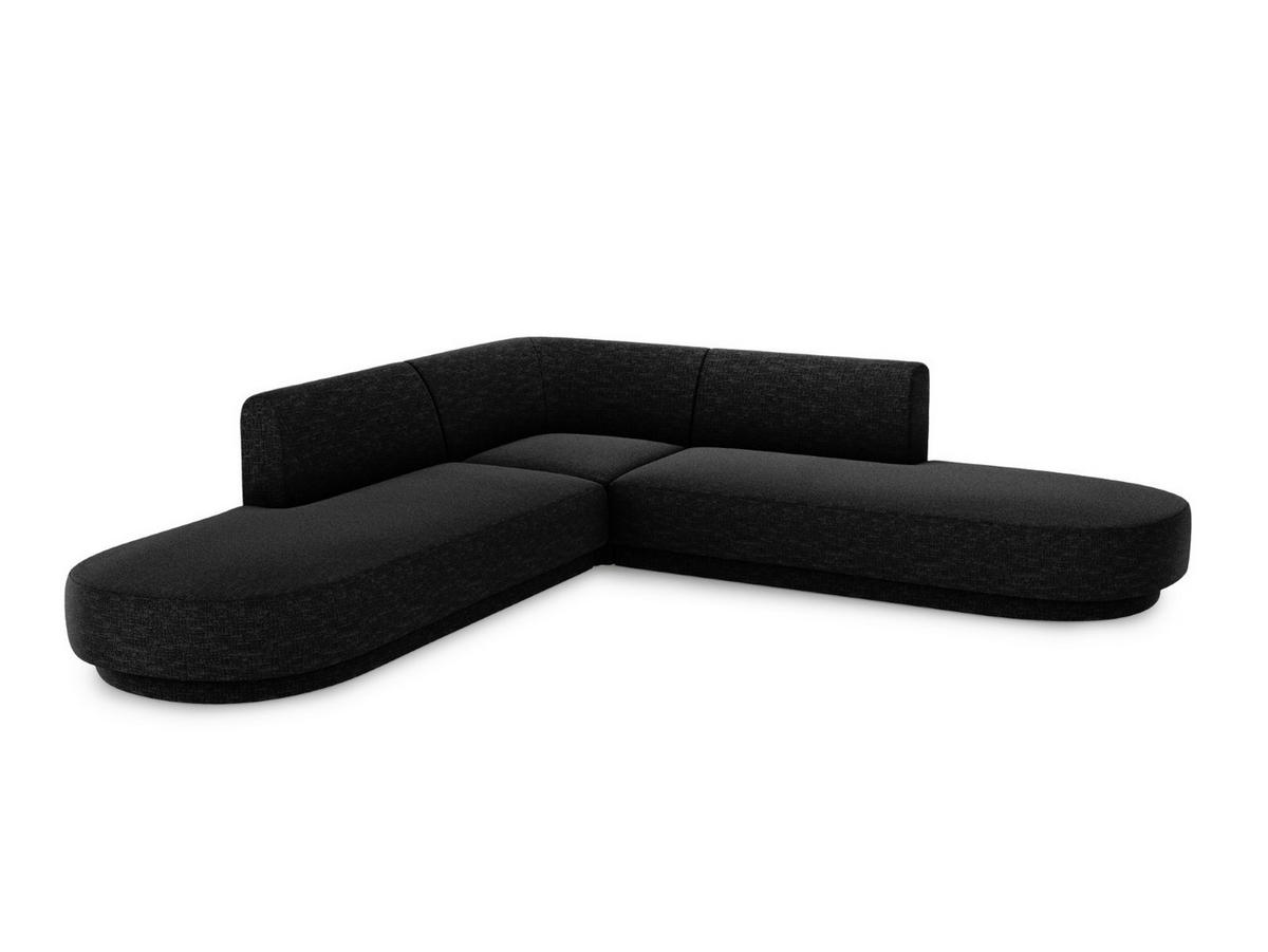 WENDBARES-ECKSOFA Miley aus Chenille-Stoff schwarz 5 Sitzplätze - Schwarz, Textil (248/248cm) - Micadoni