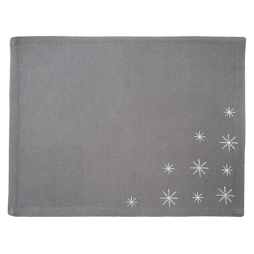 TISCHSET SCHNEEFLOCKE, Baumwolle, grau/silber, 33,5 x 26 cm - Grau, Textil (1cm) - Orion 