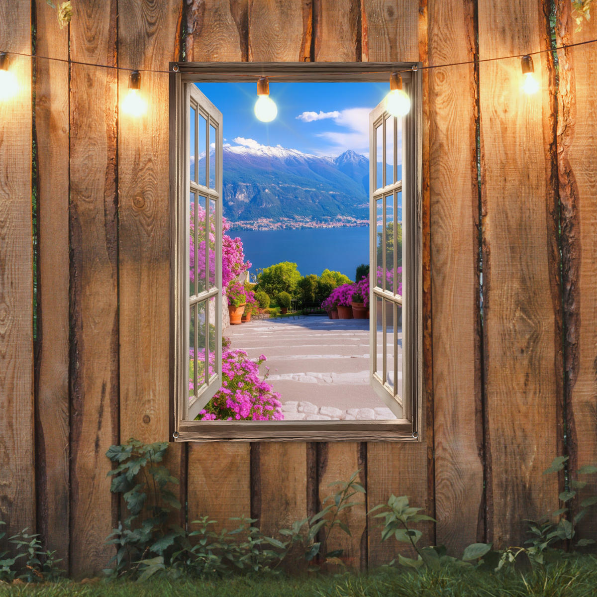 ZAHRADNÍ PLAKÁT Průhled - Hory - Krajina - Výhledy - Jezero 80x120 cm - modrá, plast (80/120/0.2cm) - OnlyWow