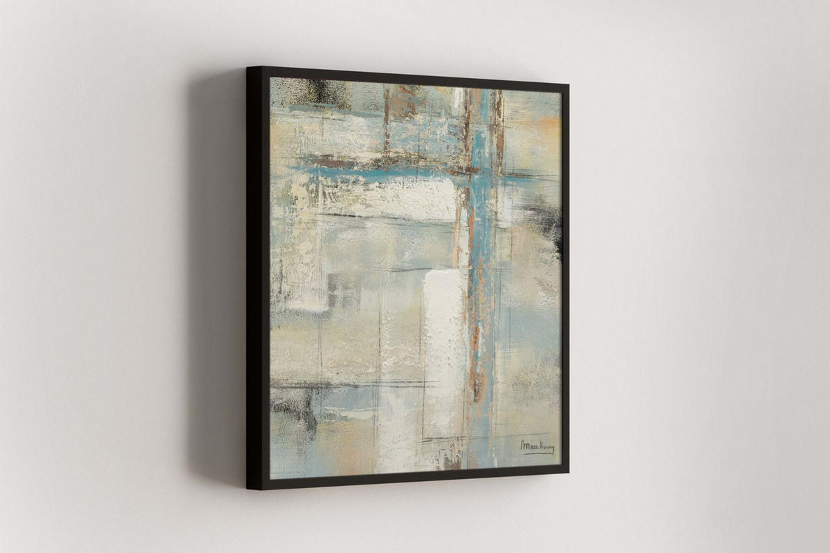 ACRYLBILD HANDGEMALT 60/60 cm - Blau/Beige, Holz/Textil (1.1/60cm) - KUNSTLOFT