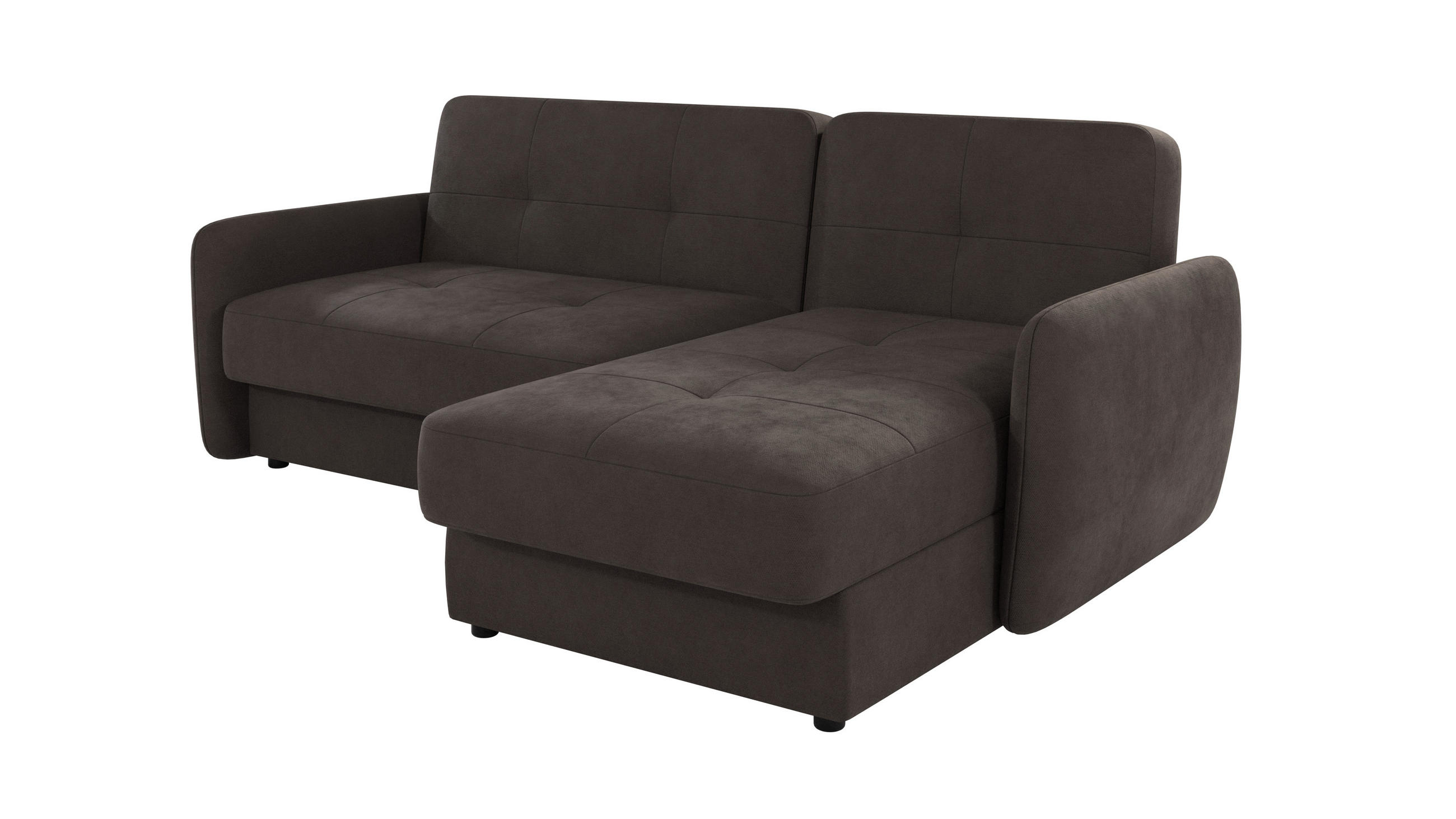 ECKSOFA Lupo Braun - Khaki Mikrofaser - Dunkelbraun/Schwarz, Holz/Kunststoff (232/147cm) - S-Style Möbel