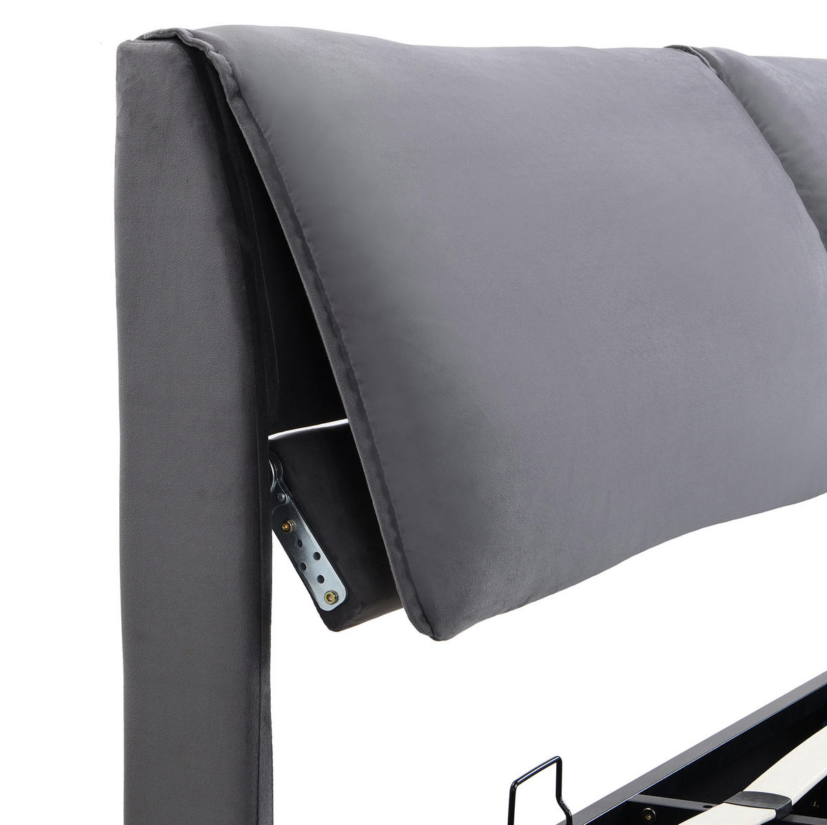 BETT mit Bettkasten und 3 Schubladen 160x200 cm Samt Grau - Grau, Metall (160/200cm) - Meubliv
