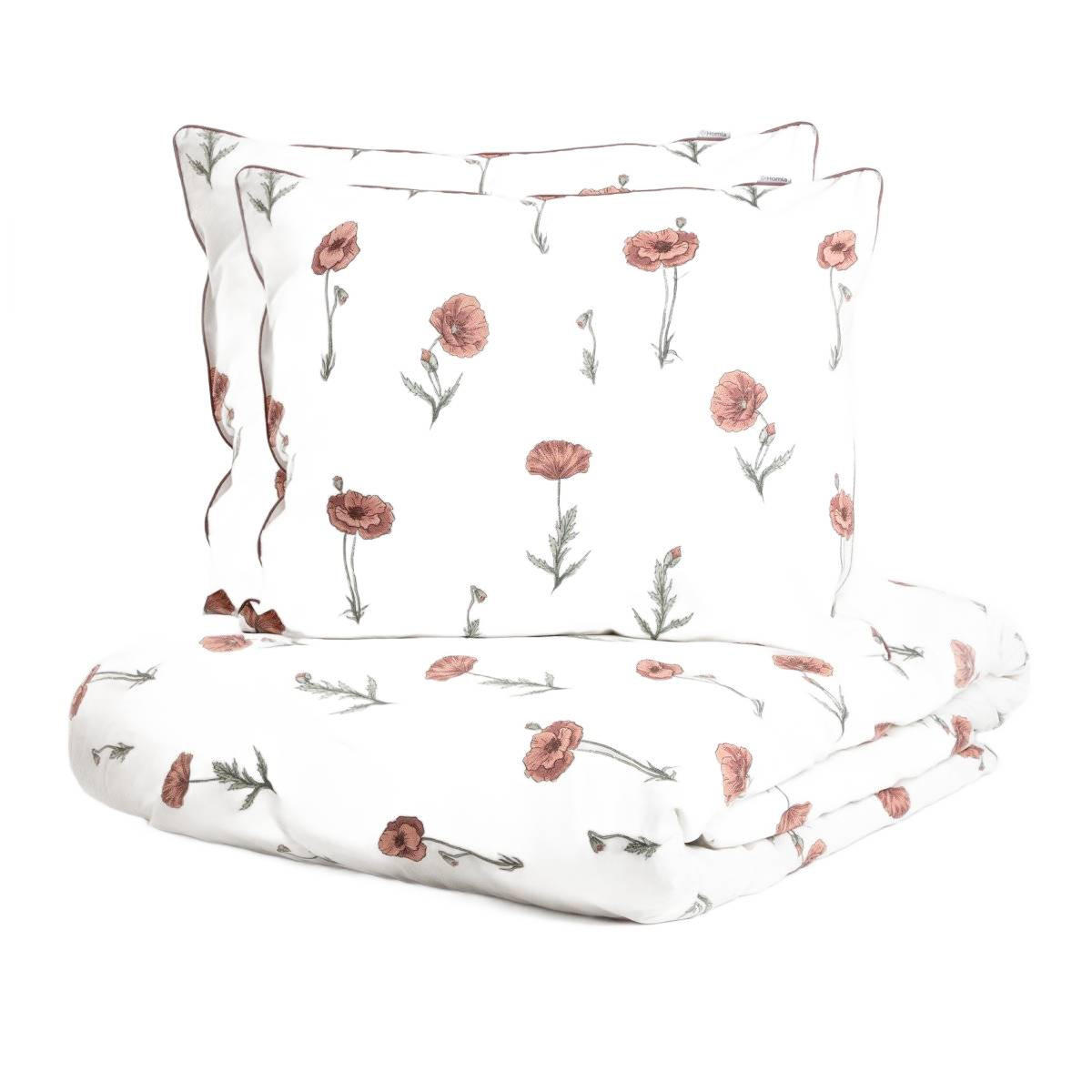 BETTWÄSCHE Meadow Flowers weiß-rot 220/200 cm - Rot/Weiß, Textil (220/200cm) - Homla