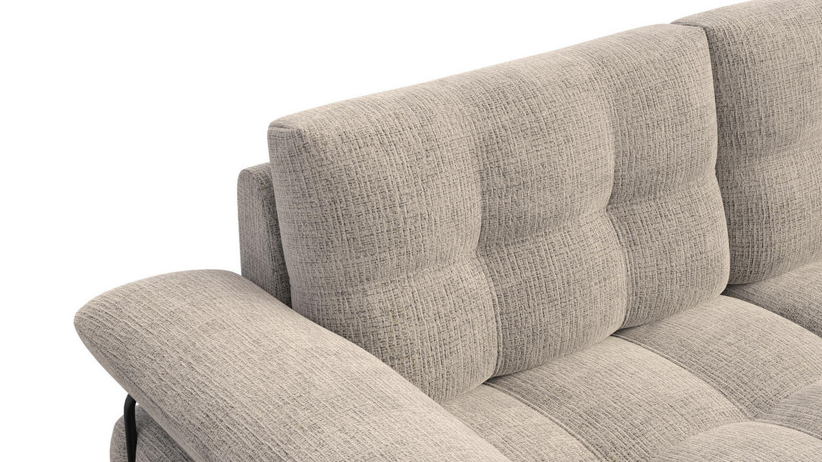 SOFA BUBBARA 2,5-Sitzer, beige - Beige/Schwarz, Holz/Textil (215/87/96cm) - Courtois Laville