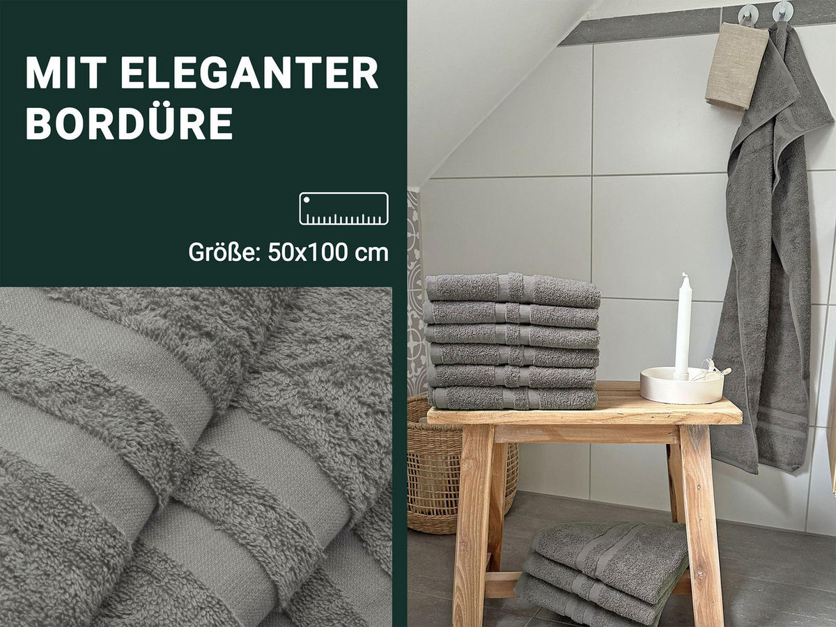 HANDTÜCHER, 10er-Set, 50x100 cm, 100% Baumwolle, Braun - Taupe, Textil (50/100cm) - Zollner