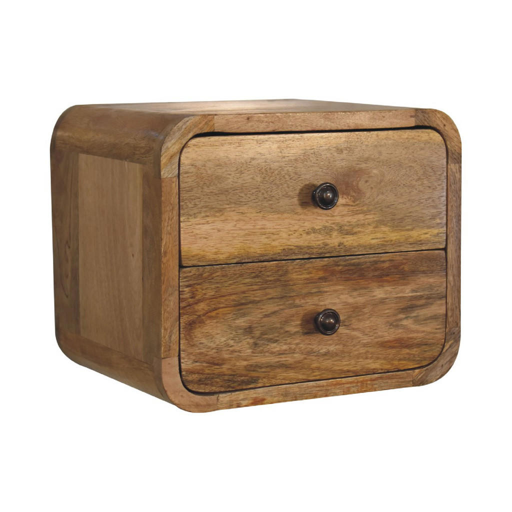 Thumbnail - Artisan Furniture Nachttisch, Braun, Metall, Echtholz,Mangoholz, Holz Optik, 2 Schubladen, Quadratisch, 30x25x25 cm, Sch...