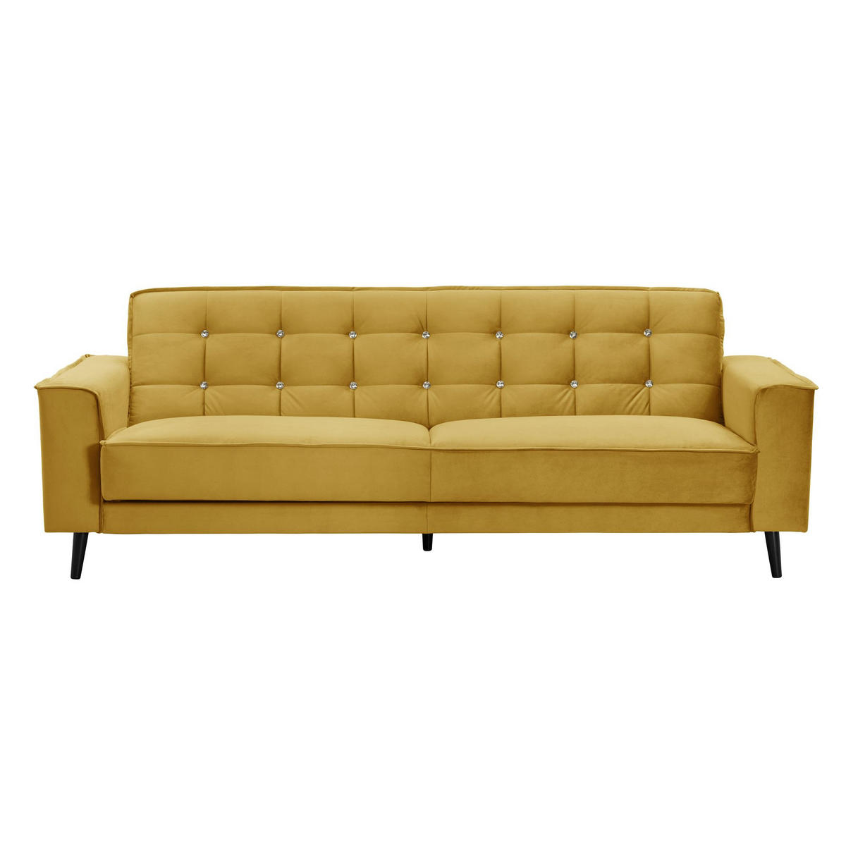 SOFA 3-Sitzer mit Bettfunktion Kaycee Samtvelours mais - Currygelb, Kunststoff (78/84/240cm) - 58aufmkessel