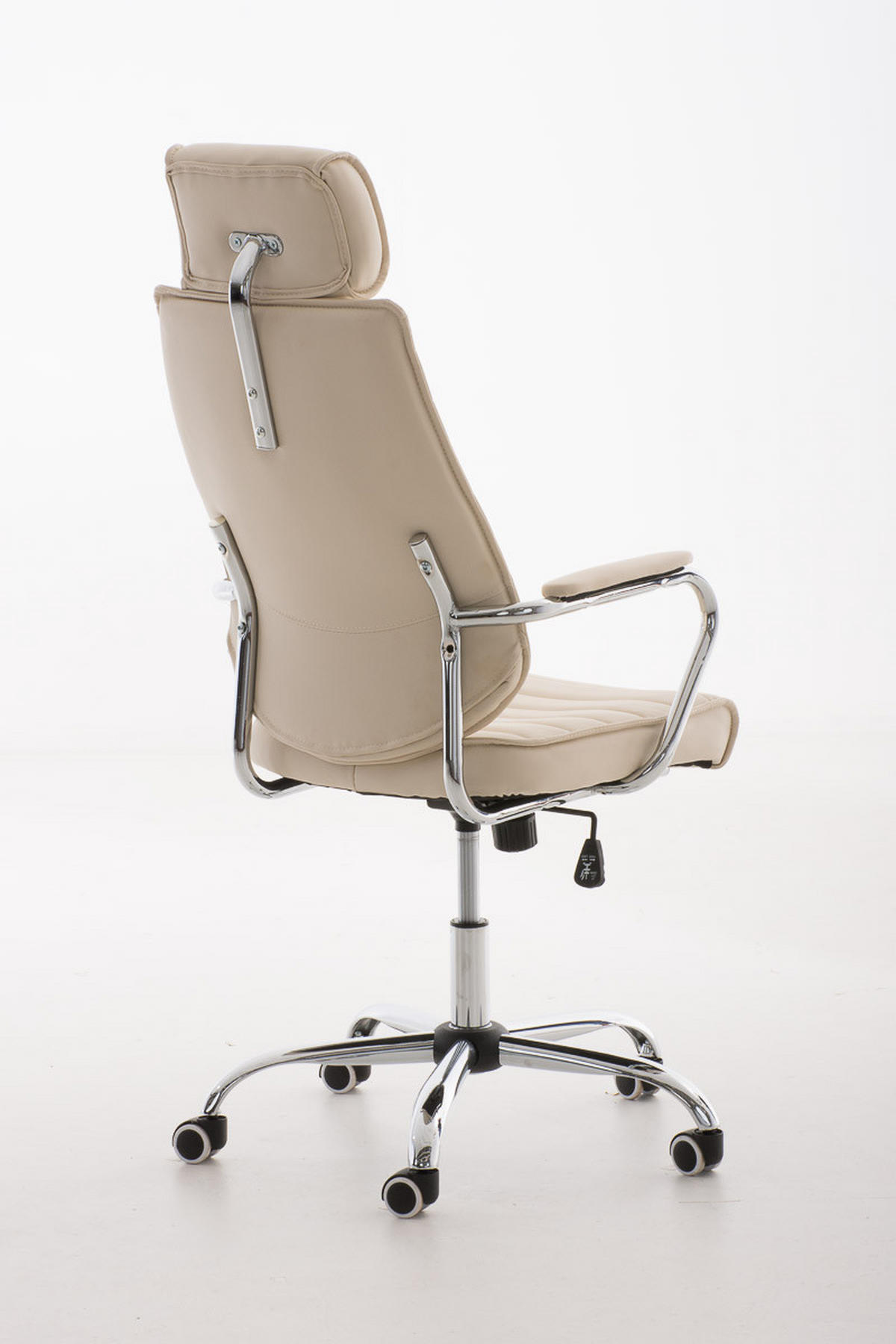 CHEFSESSEL Lederlook Creme - Chromfarben/Creme, Textil/Metall (60/117/67cm) - CLP