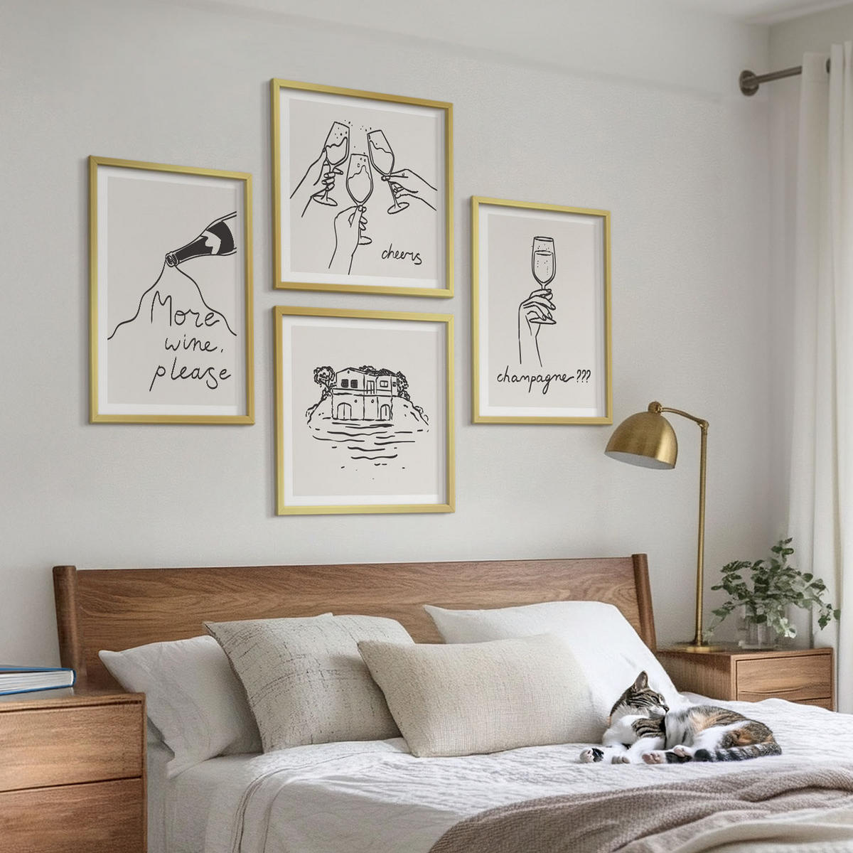 BILDER SET 4er Set - 50x50 cm & 40x60 cm Goldrahmen - Fröhliche Momente mit Champagner - Goldfarben, Kunststoff (50/50cm) - TULUP