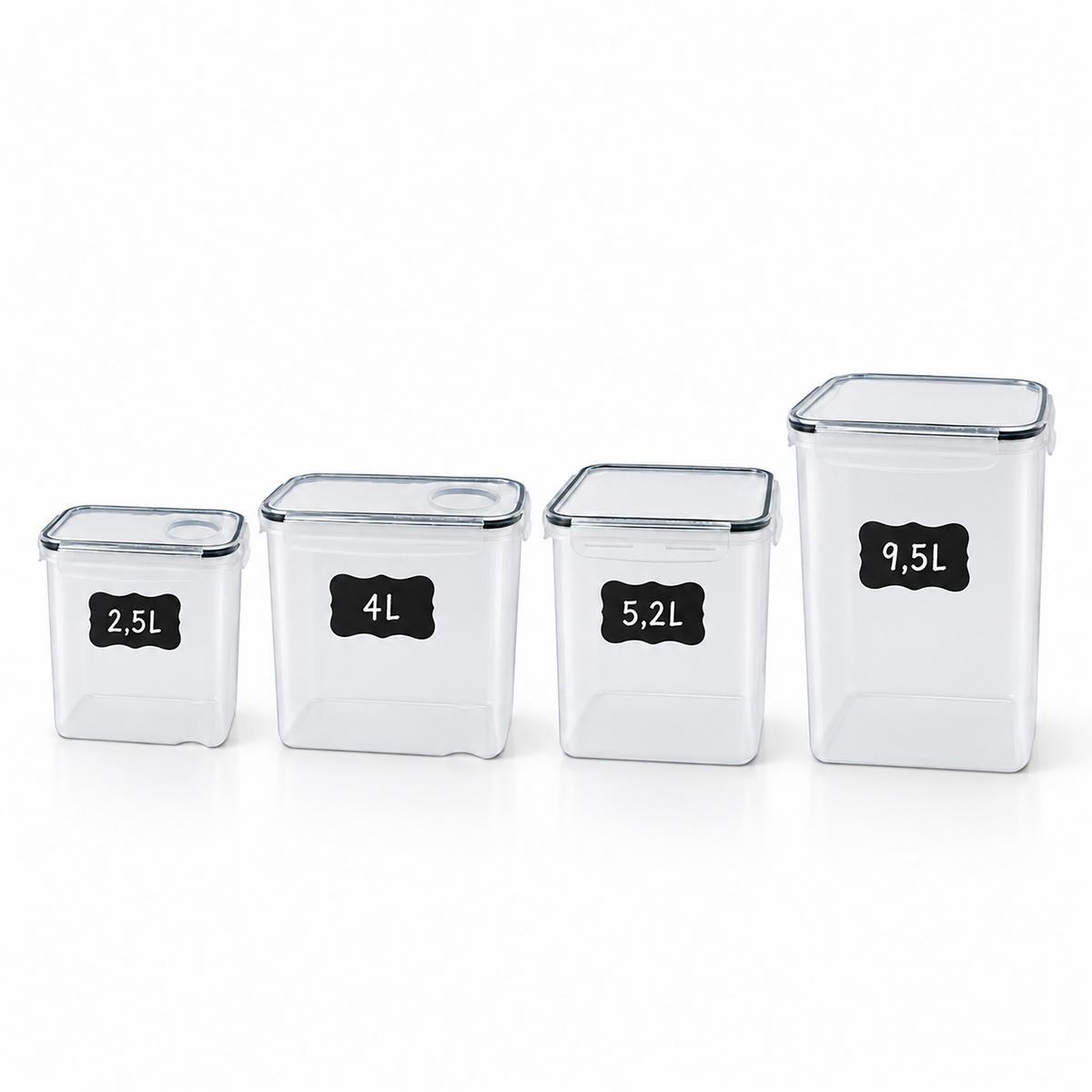 POSUDE Prozirne 6-dijelni set nepropusno 2,5 l - prozirno, plastika - Relaxdays