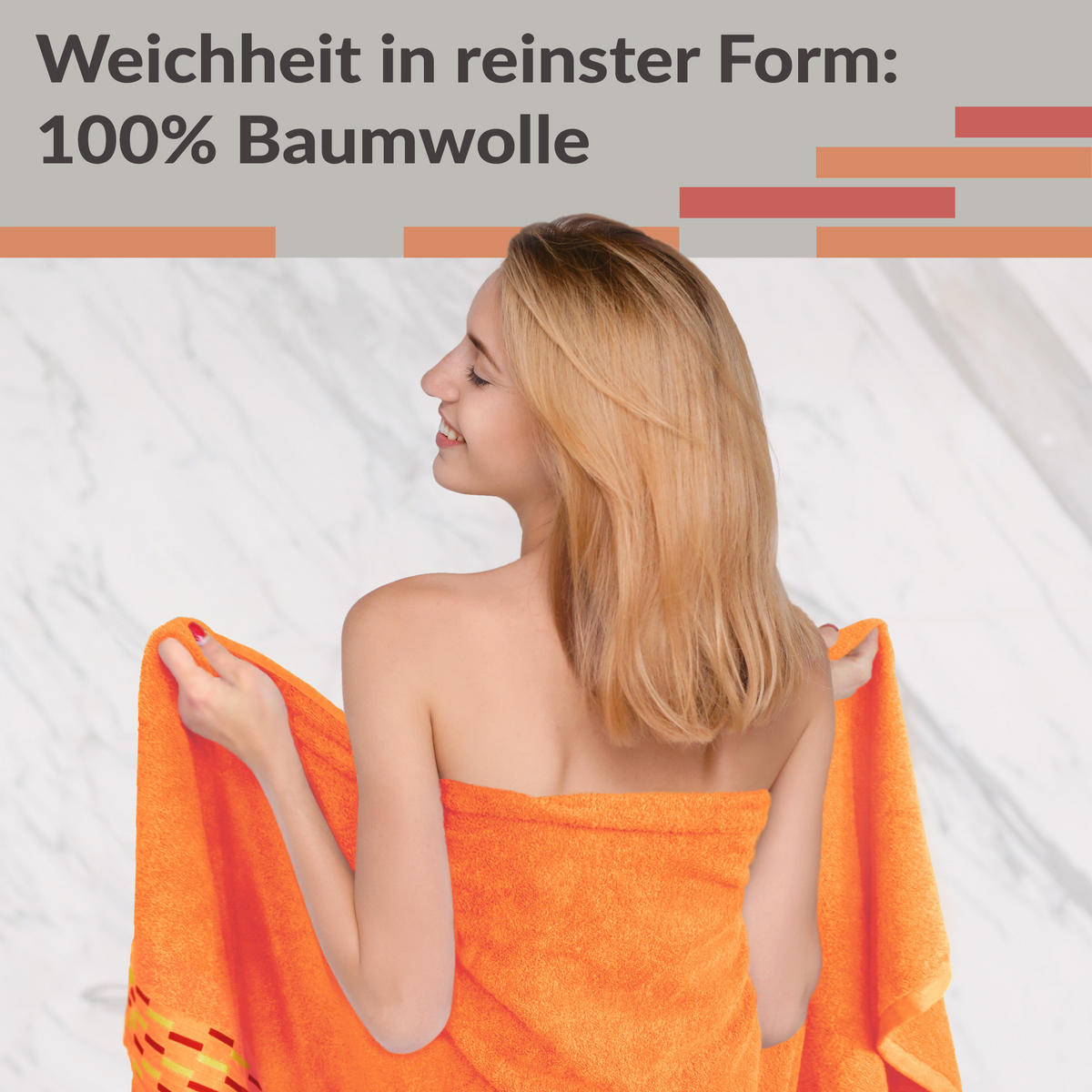 BADETUCH Lugano Orange 100x200 cm - Orange, Textil (100/200cm) - Lashuma
