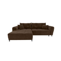ECKSOFA Massimo Cordstoff Braun inkl. Schlaffunktion Links - Schwarz/Braun, Textil/Metall (246/177cm) - 99rooms