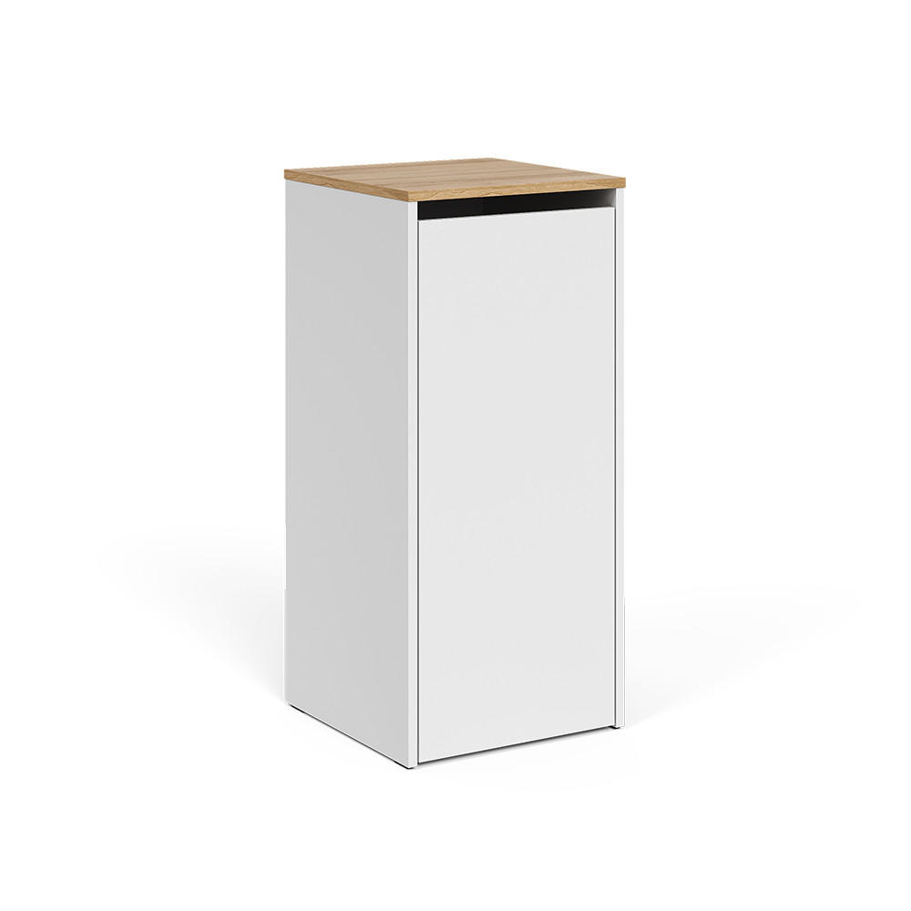 BADSCHRANK Viktor Weiß/Artisan 40.2 x 88.2 cm mit Wäschkorb - Weiß, Holzwerkstoff (40.2/88.2/40.5cm) - Vicco