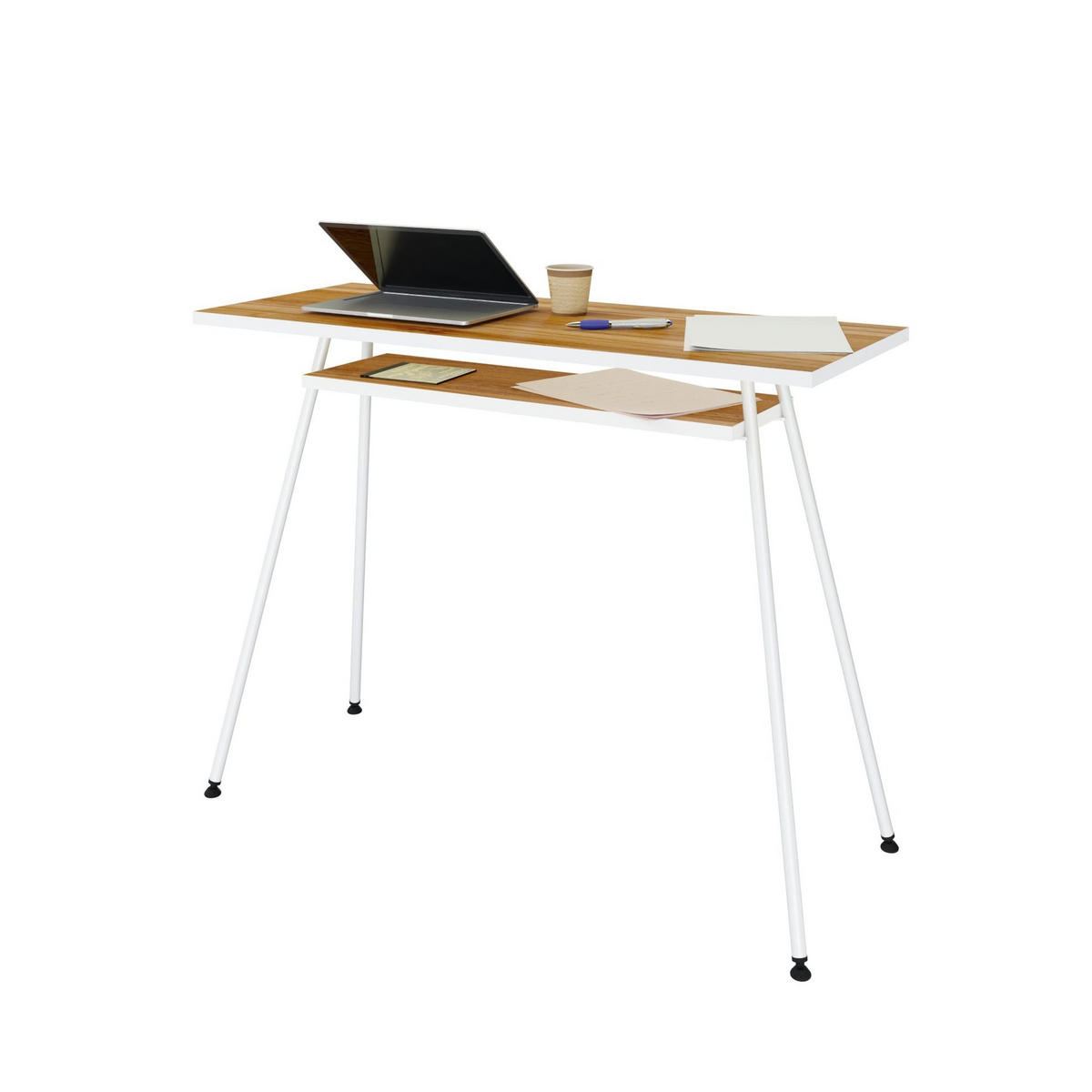 BÜROTISCH Kost Dash 100x40 cm – Walnuss Tróia mit Weiß - Weiß, Holzwerkstoff (40/100/75cm) - Letti Moderni