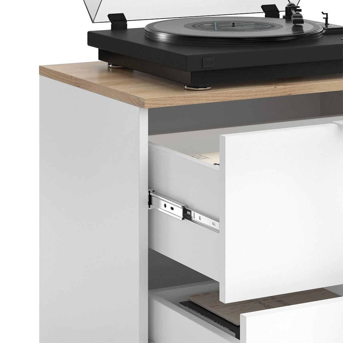 KOMMODE Wido Weiß/Sonoma 60 x 50 cm mit Tür - Weiß/Sonoma Eiche, Holzwerkstoff (60/50/40cm) - Vicco
