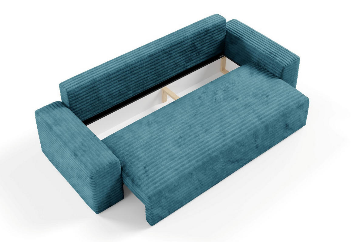 SCHLAFSOFA mit Bettkasten Türkis - Türkis/Schwarz, Holz/Holzwerkstoff (260/70/102cm) - Furnisell