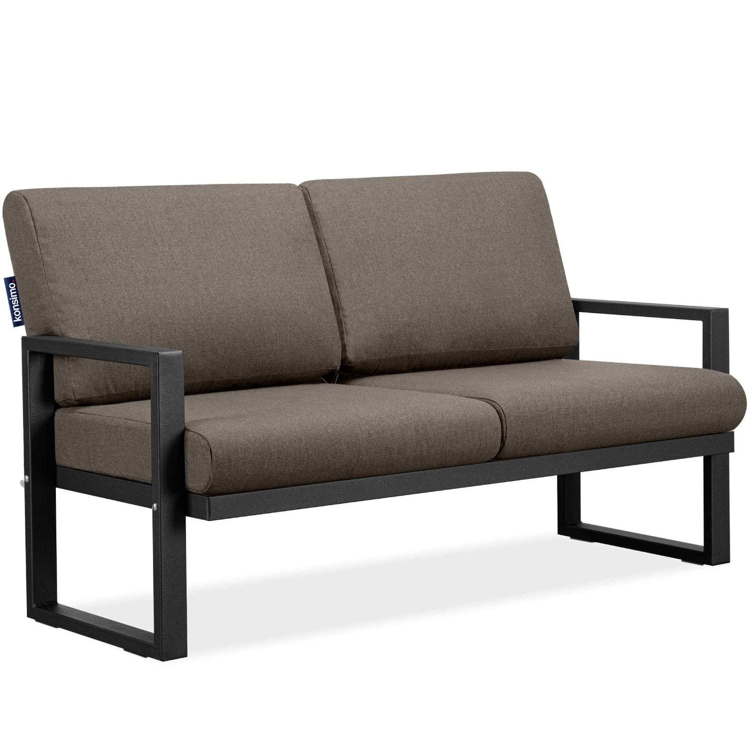 GARTENSOFA FRENA 2-Personen ,Schwarz/Beige - Beige/Schwarz, Textil/Metall (130/65/60cm) - KONSIMO®