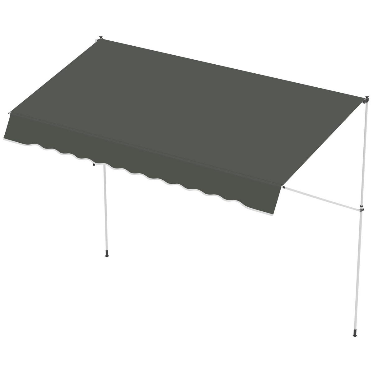 KLEMMMARKISE mit Handkurbel, höhenverstellbare Gelenkarmmarkise, 150 cm breit, witterungsbeständig, Grau - Grau, Metall (300/280/150cm)