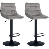 BARHOCKER 2er Set James Samt schwarz grau - Schwarz/Grau, Textil/Metall (43/108.5/46.5cm) - TPFLiving