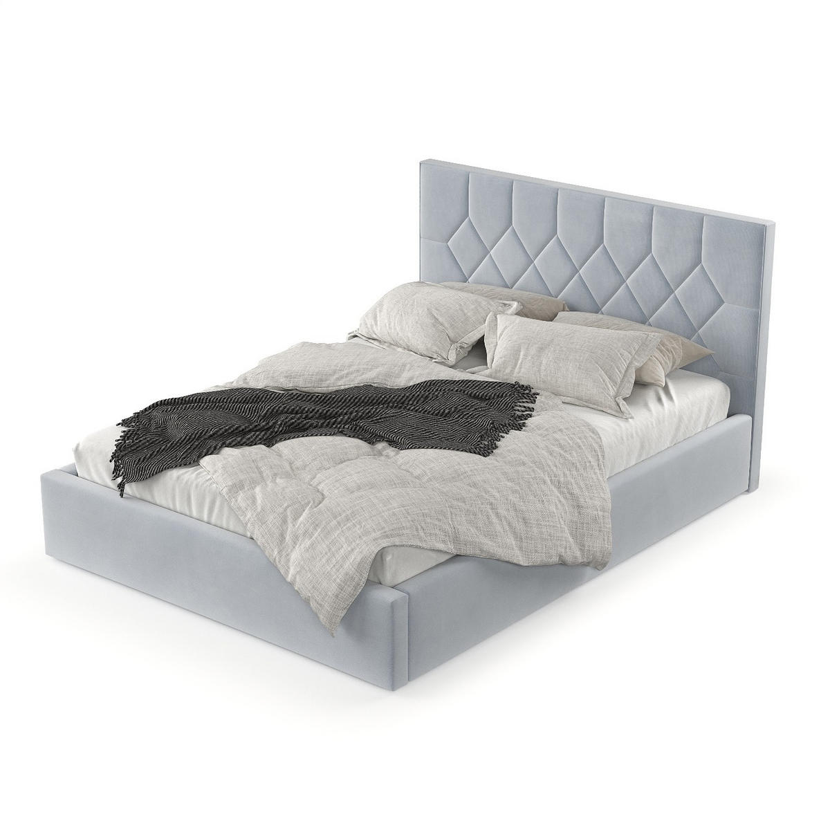 POLSTERBETT Brisa 140/200 cm Hellgrau im Paros Stoff - Hellgrau/Schwarz, Holz/Holzwerkstoff (140/200cm) - AltaBeds