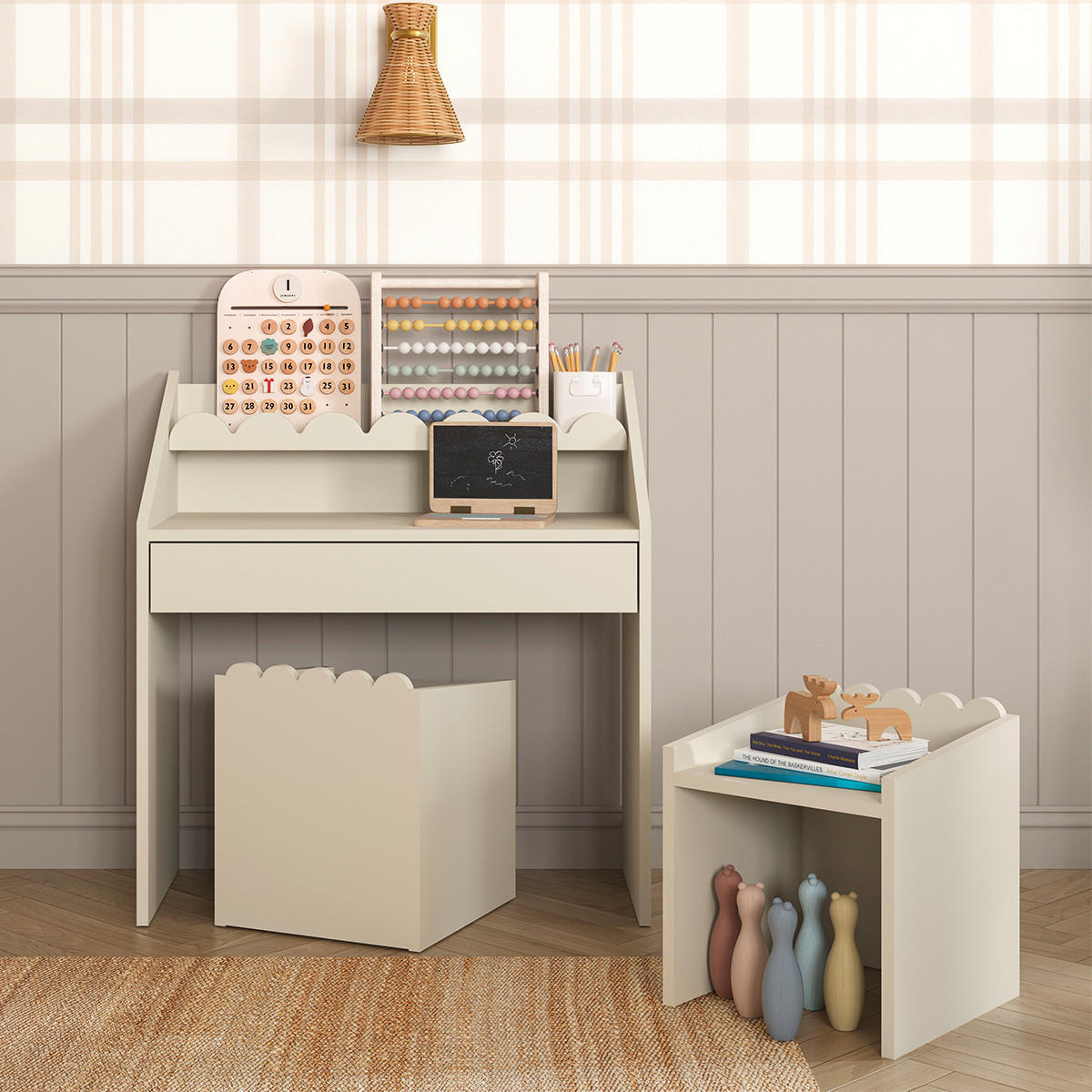 PSACÍ STŮL Book Nook Béžová - béžová, kompozitní dřevo (31/35.5/31cm) - Petits-meubles