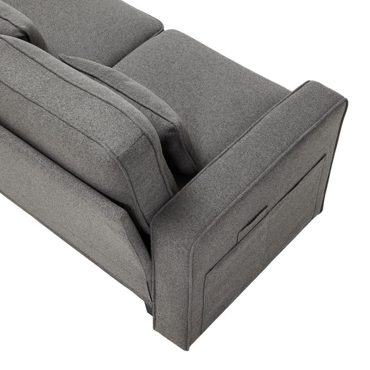 VIERSITZER-SOFA in Dunkelgrau Leinen mit Konsole - Dunkelgrau, Textil (83/88/290cm) - KOMHTOM