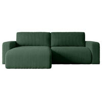 ECKSOFA mit Schlaffunktion und Bettkasten KLEEA-L - 247x143x83 cm Grün Cord - Schwarz/Grün, Holzwerkstoff/Kunststoff (247/143cm) - ALTDECOR