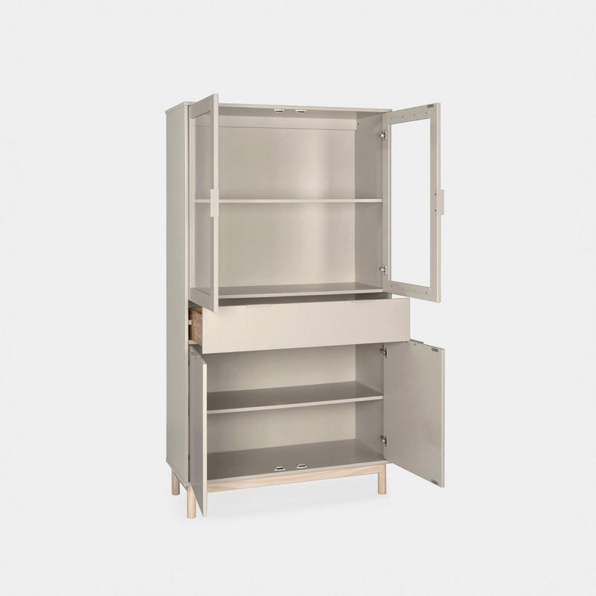 VITRINENSCHRANK DOPPELTER Elian Grau 95 cm x 170 cm - Grau, Holzwerkstoff (95/170/39cm) - Klast Home