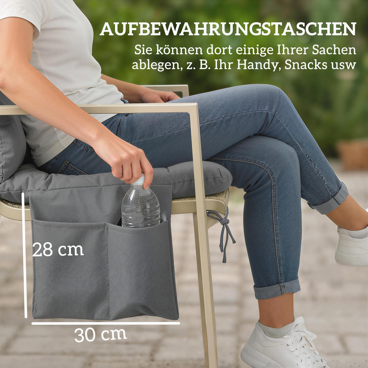 POLŠTÁŘ NA LAVICI z polyesteru, tmavě šedý - tmavě šedá, textil (100/10/150cm) - Outsunny