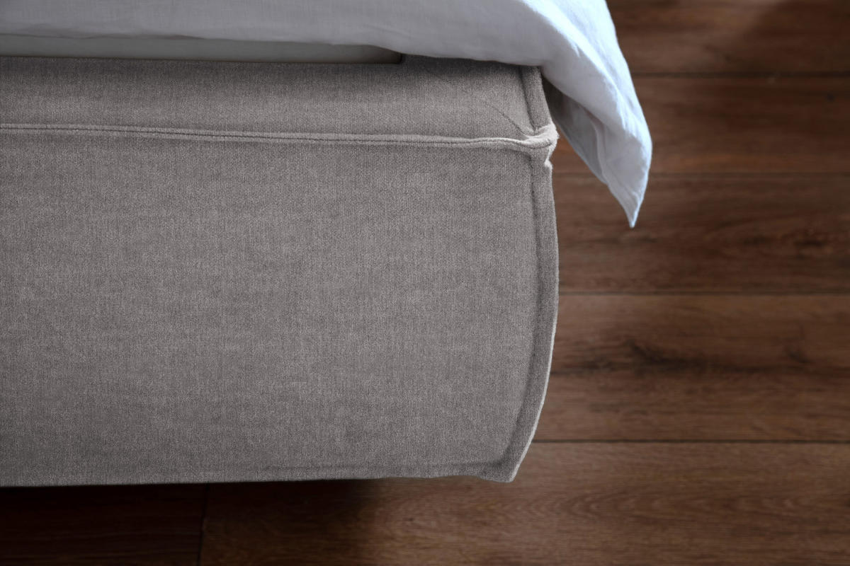 POLSTERBETT CARLO Grau Massivholz - Grau, Textil (200/200cm) - KAWOLA