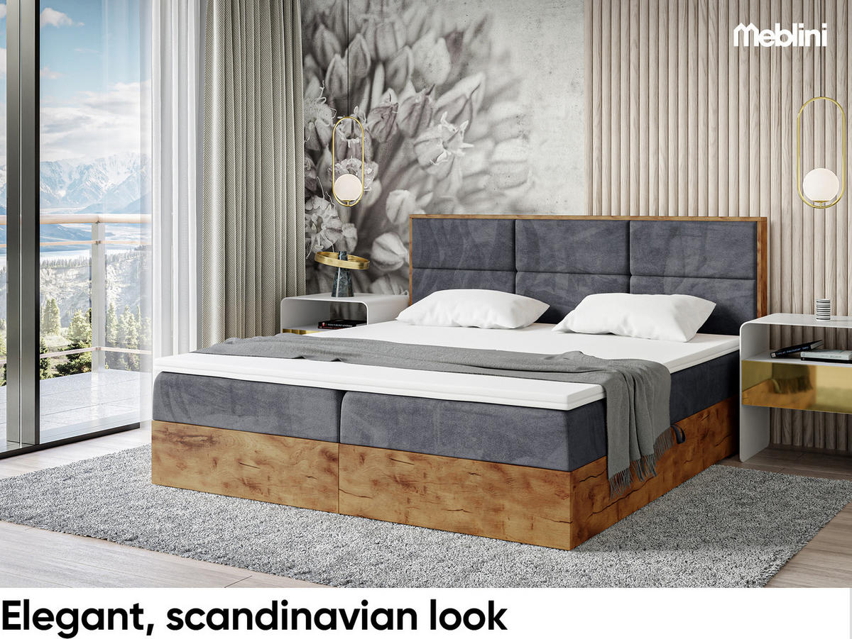 BOXBETT Lofty 2 - Dunkelgrau/Schwarz, Holzwerkstoff/Textil (120/200cm) - Meblini