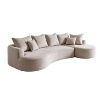 SOFA Tirano Samt Beige mit Ottomane rechts - Beige, Textil (300/102cm) - Juskys