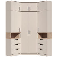 ECKKLEIDERSCHRANK GRANT SET 14/C GRAUBEIGE CASHMERE 143/235/143 - Kaschmir/Schwarz, Holzwerkstoff (143/235/143cm) - Marmex Möbel