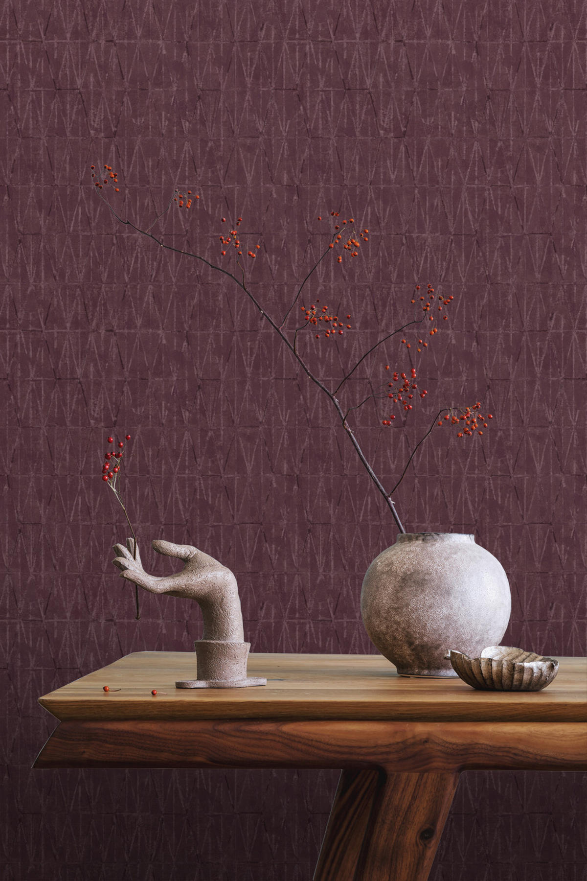 TAPETE grafische Linien 50 x 900 cm - Lila, Papier (50/900cm) - ESTAhome