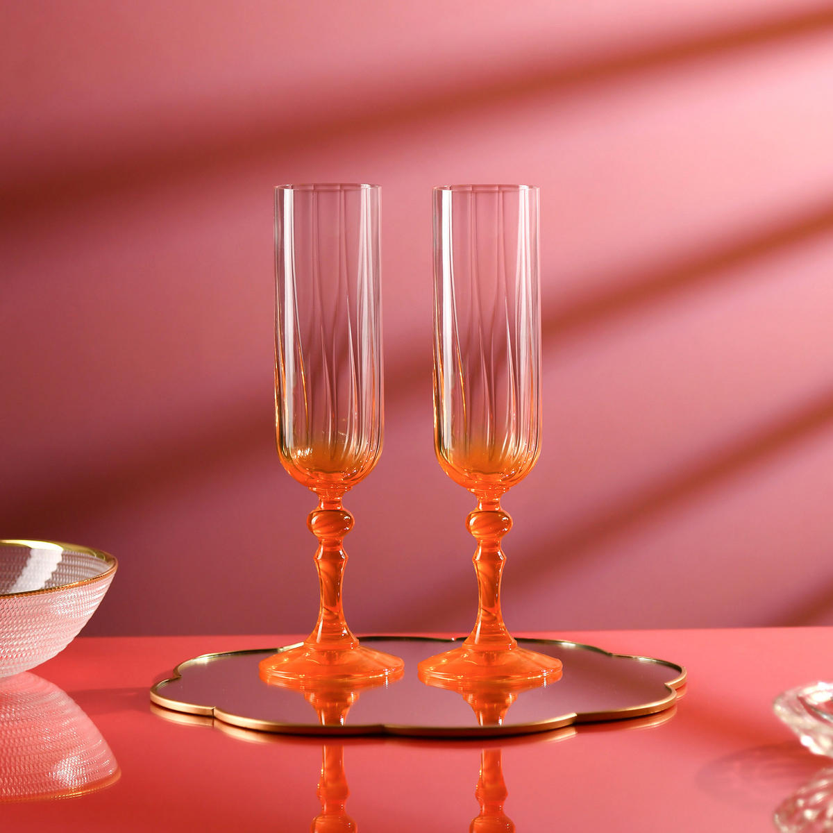 SEKTGLÄSER, 2er-Set, 200 ml - Orange, Glas (0.2L) - Krosno Glass