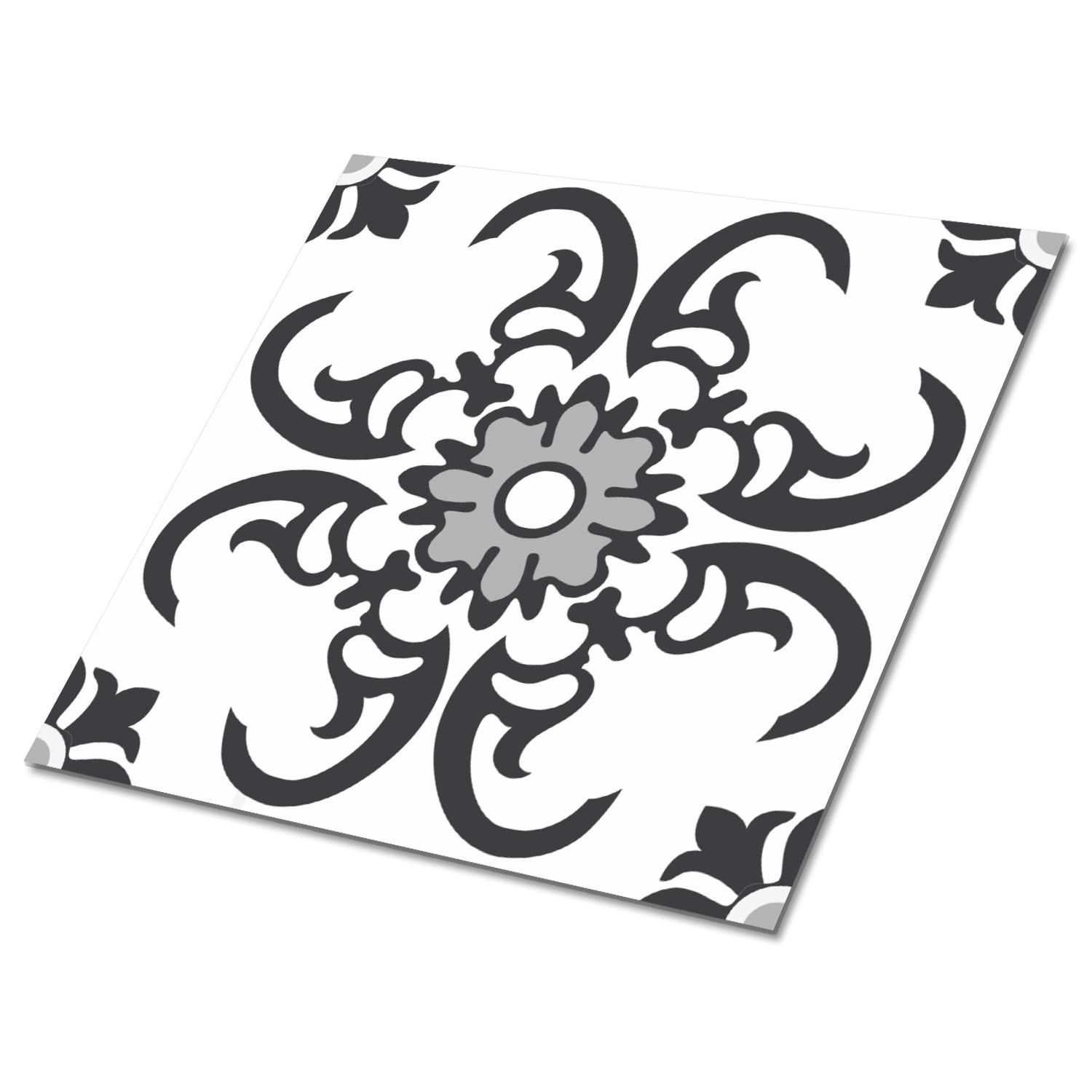 FLIESENAUFKLEBER 9 Stück 30x30 cm selbstklebend Arabisches Ornament - Grau, Textil (30/1.6/30cm) - TULUP