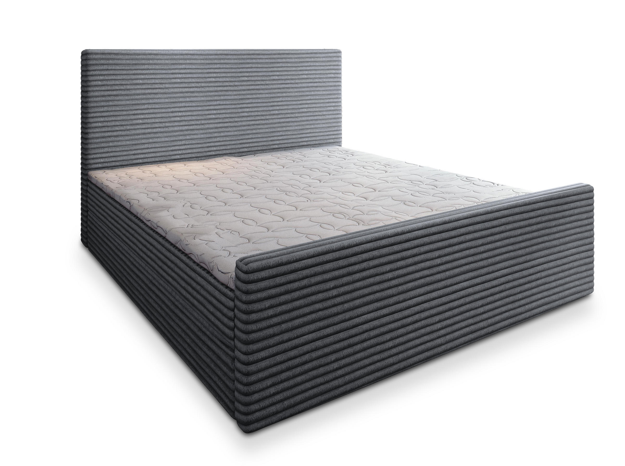 BOXBETT BRENTO 160x200 cm mit Matratze und Topper - Grau - Grau, Holz (160/200cm) - MASSENO