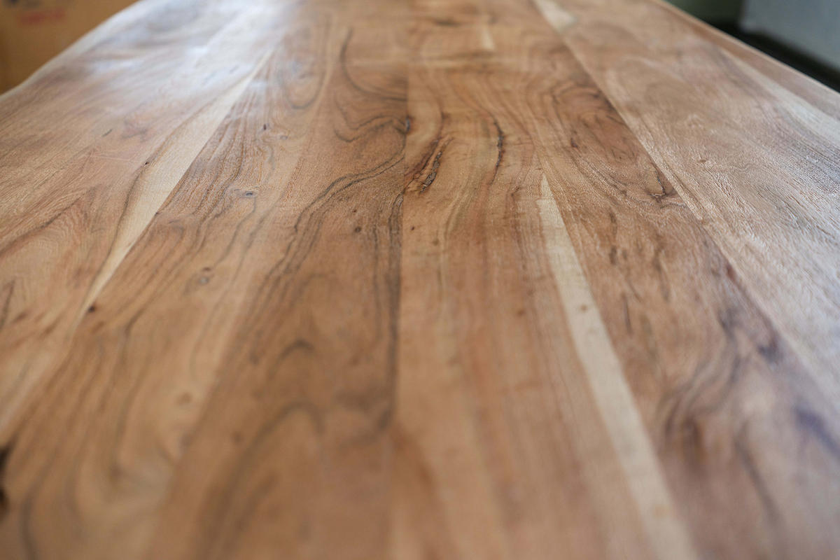 ESSTISCH MIT GERADER KANTE REY Braun Akazie - Schwarz/Braun, Holz/Metall (280/100/78cm) - KAWOLA
