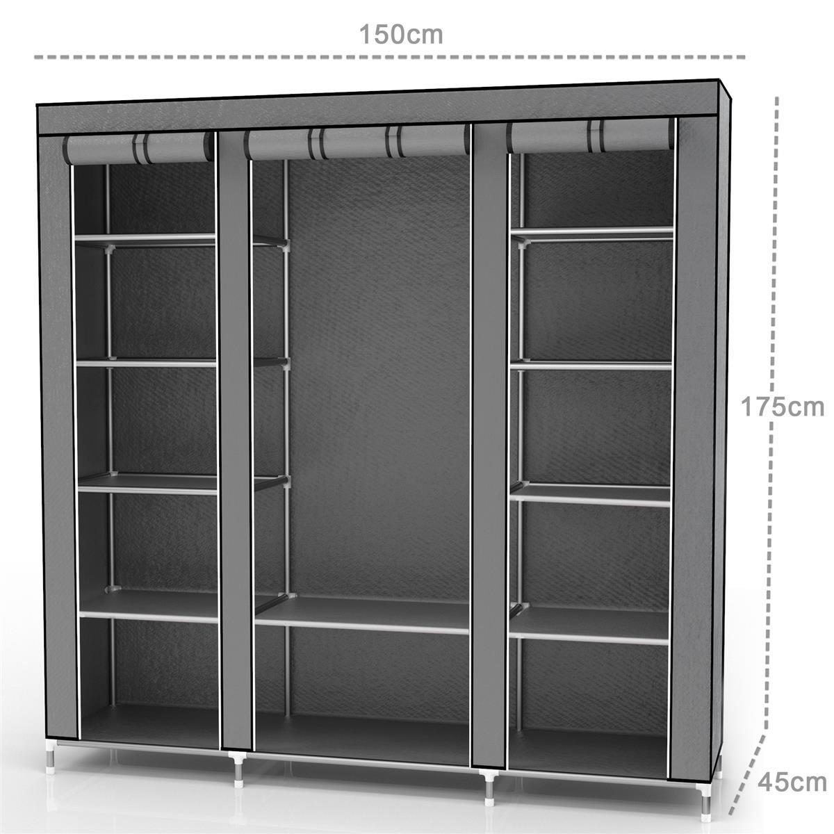 KLEIDERSCHRANK FALTBAR - Grau, Textil (45/175/150cm) - Intirilife