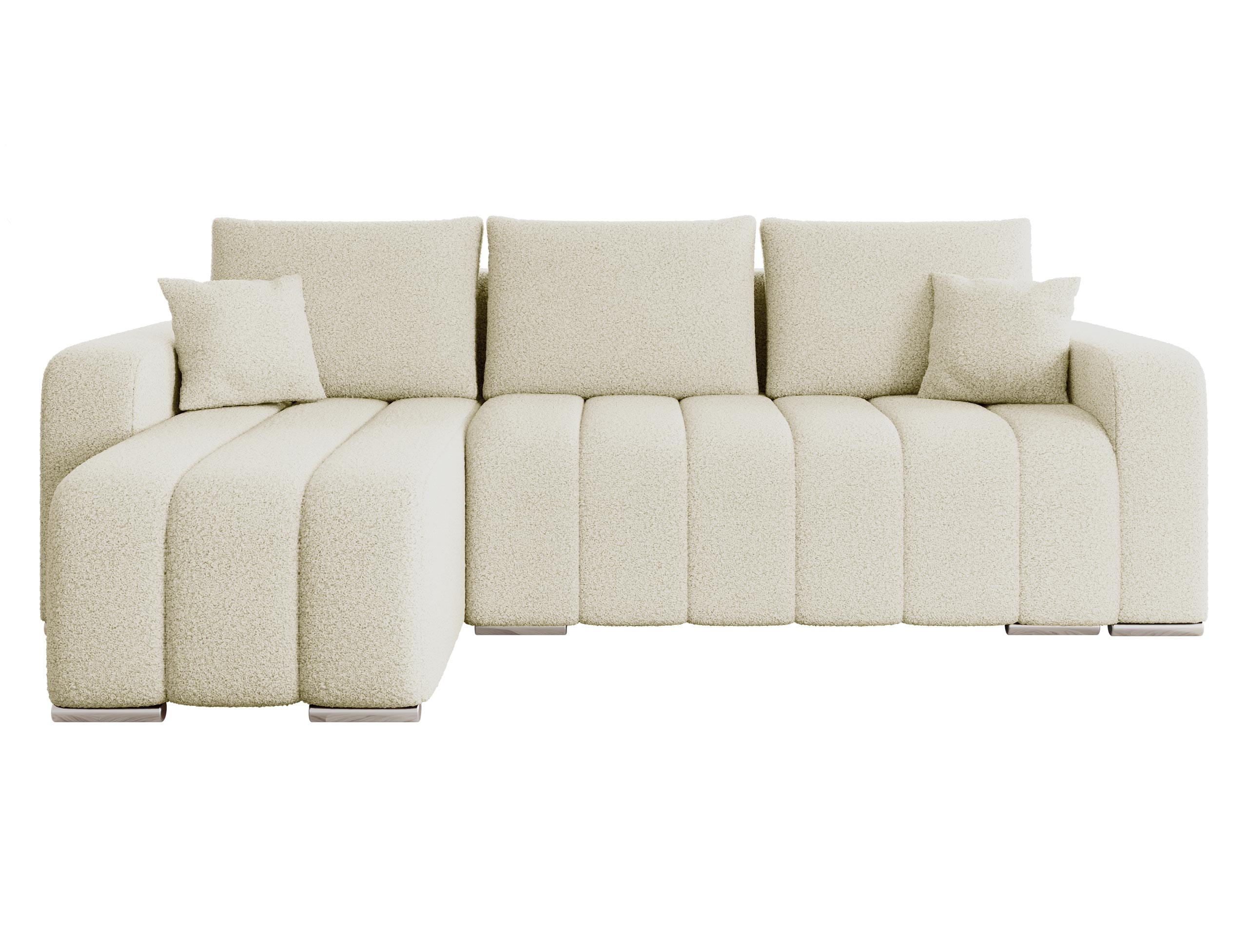ECKSOFA Pufetto Boucle - Silberfarben/Creme, Holz/Textil (244/147cm) - MIRJAN24