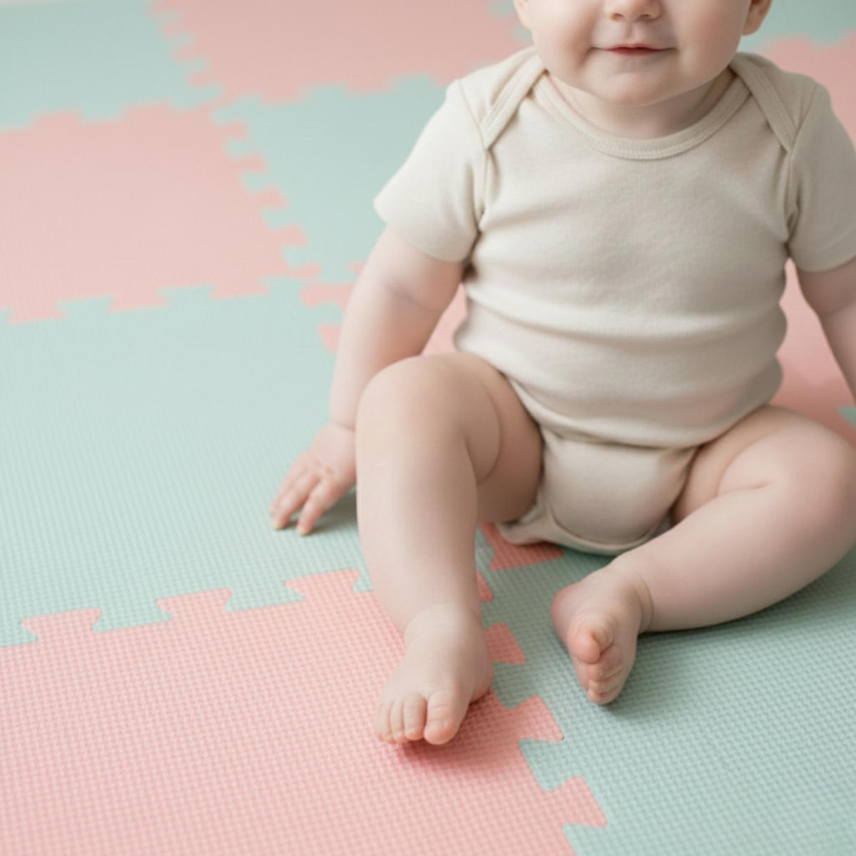 SPIELMATTE ab Null - 180/90/1 cm Puzzlematte Mint/rosa - Multicolor, Kunststoff (30/30cm) - Littletom