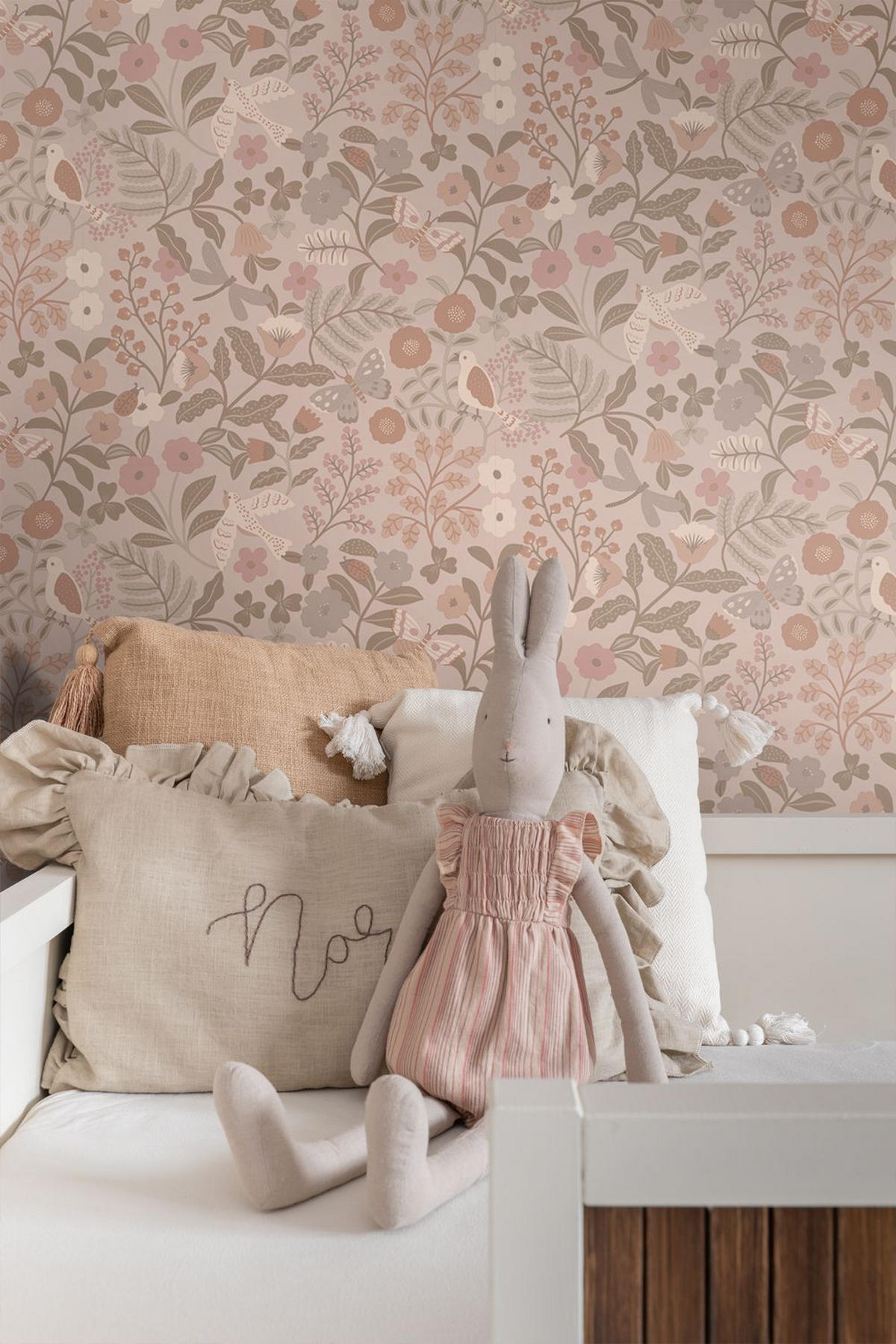TAPETE Blumen und Vögel 50 x 900 cm - Pink, Papier (50/0.1cm) - ESTAhome