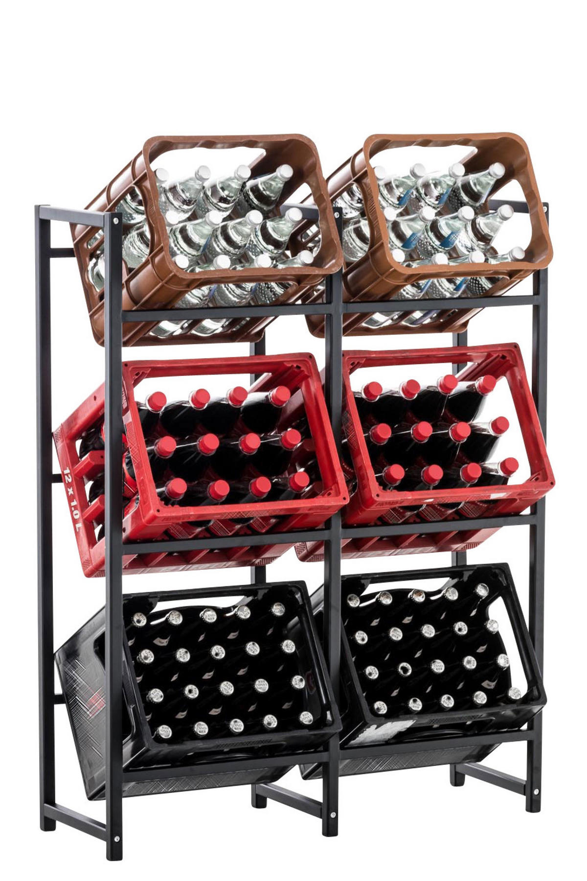 GETRÄNKESKISTENSTÄNDER Lenny - 6er Set - schwarz - Schwarz, Metall (91/31/112cm) - TPFLiving