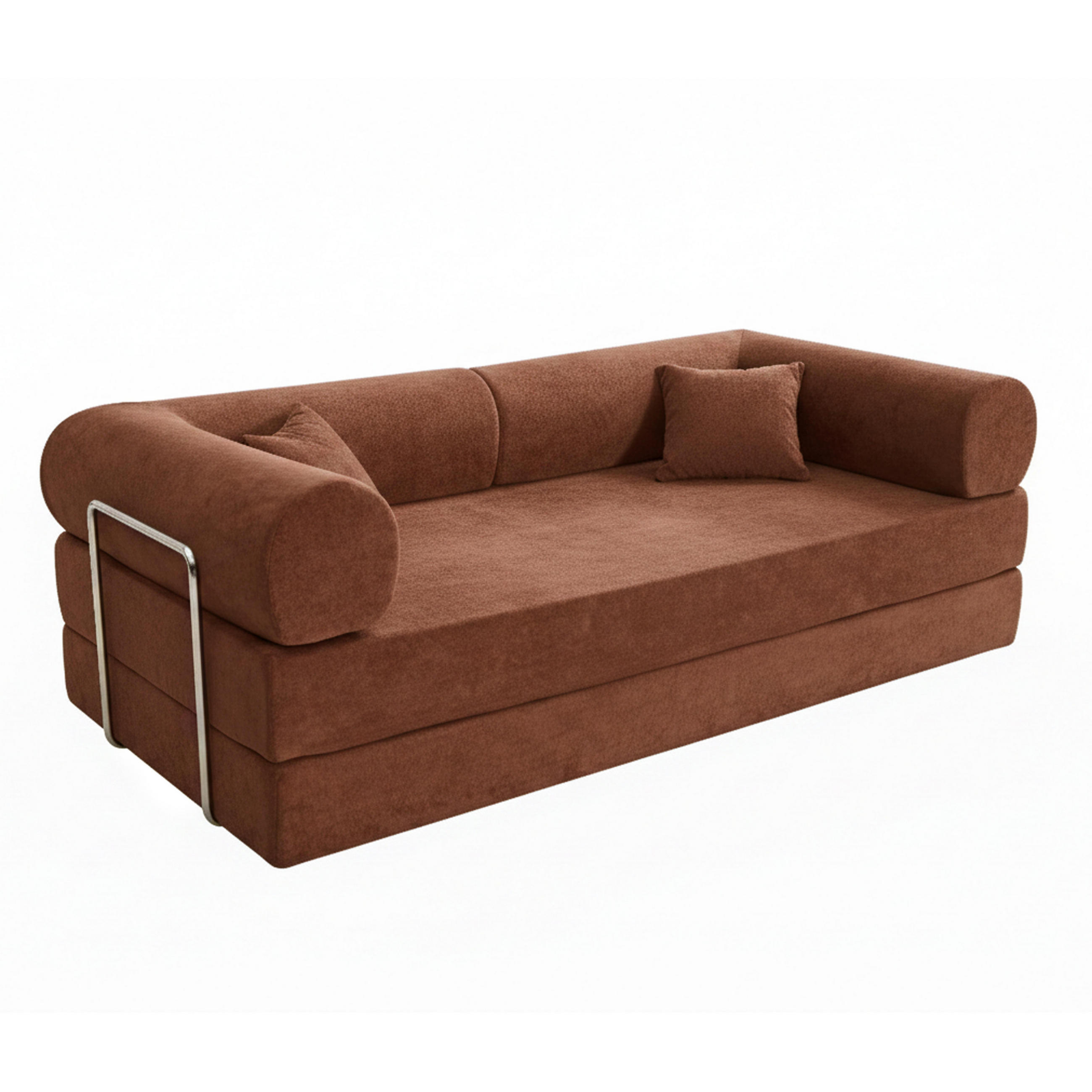 SCHLAFSOFA mit 2 Sitzplätzen, Braun - Rot, Textil (204/67/102cm) - Oviala