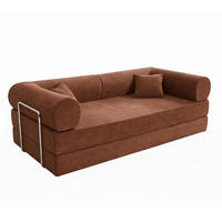 SCHLAFSOFA mit 2 Sitzplätzen, Braun - Rot, Textil (204/67/102cm) - Oviala
