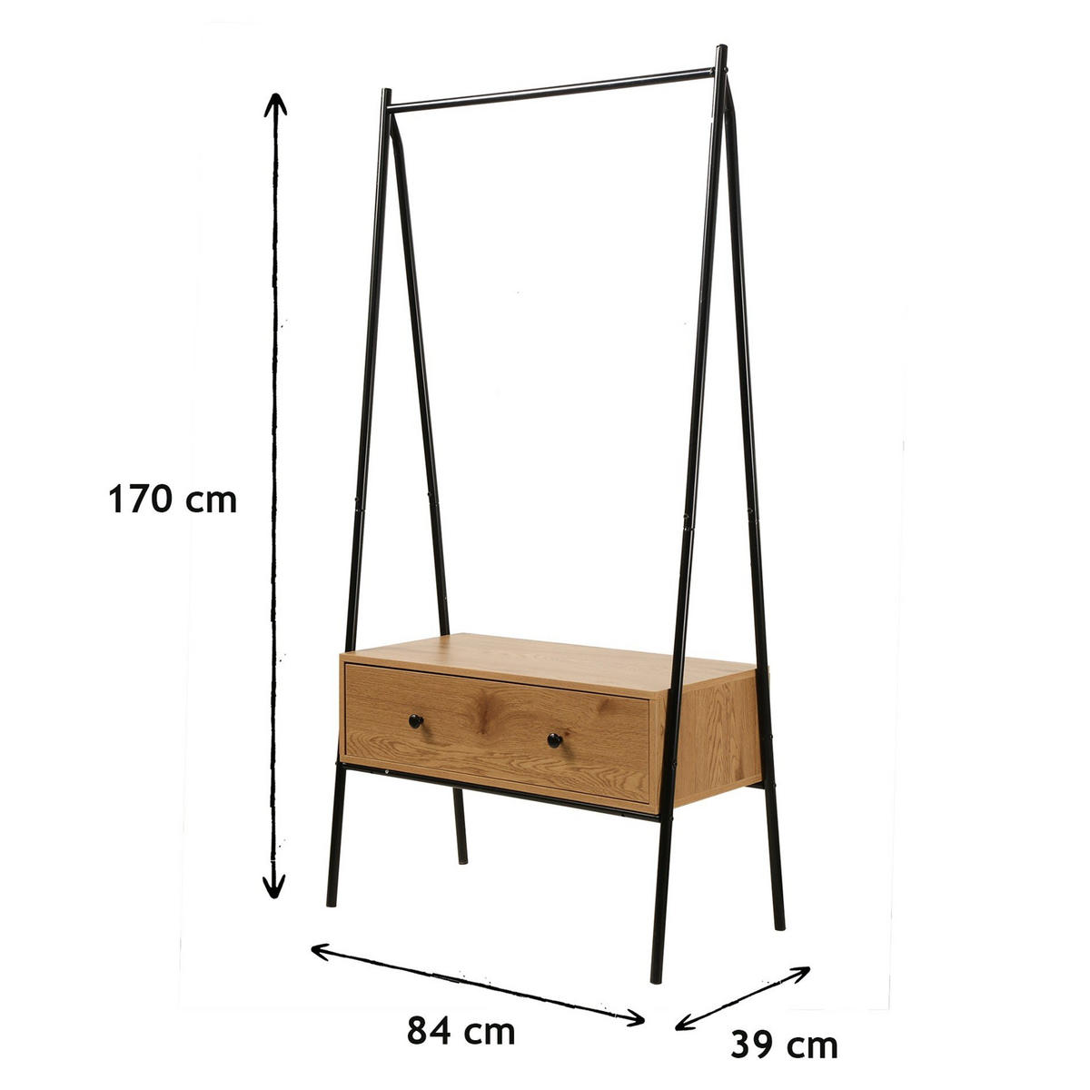 GARDEROBENSTÄNDER mit 1 Schublade in Eiche-Dekor H170cm - Eiche Artisan, Holzwerkstoff (39/170/84cm) - Calicosy
