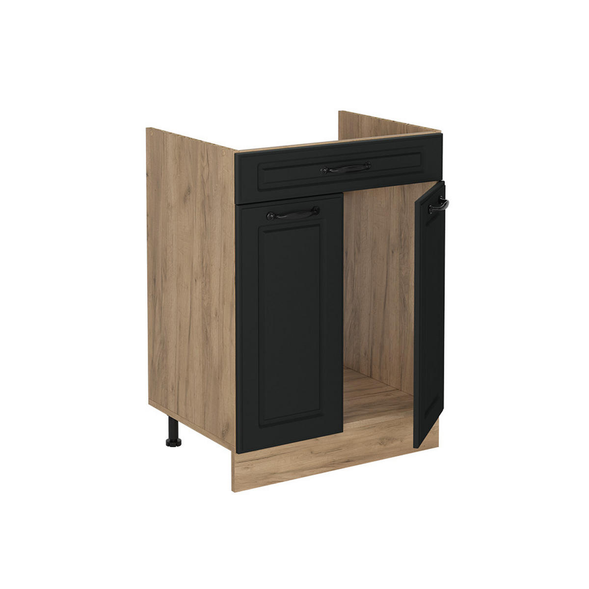 DULAP DE BAZĂ DE BUCĂTĂRIE R-Line, Casă de țară antracit/Stejar auriu, 60 cm cu sertar стільниця Золотий дуб - stejar miere/antracit, compozit lemnos (60/81.6/60cm) - Vicco