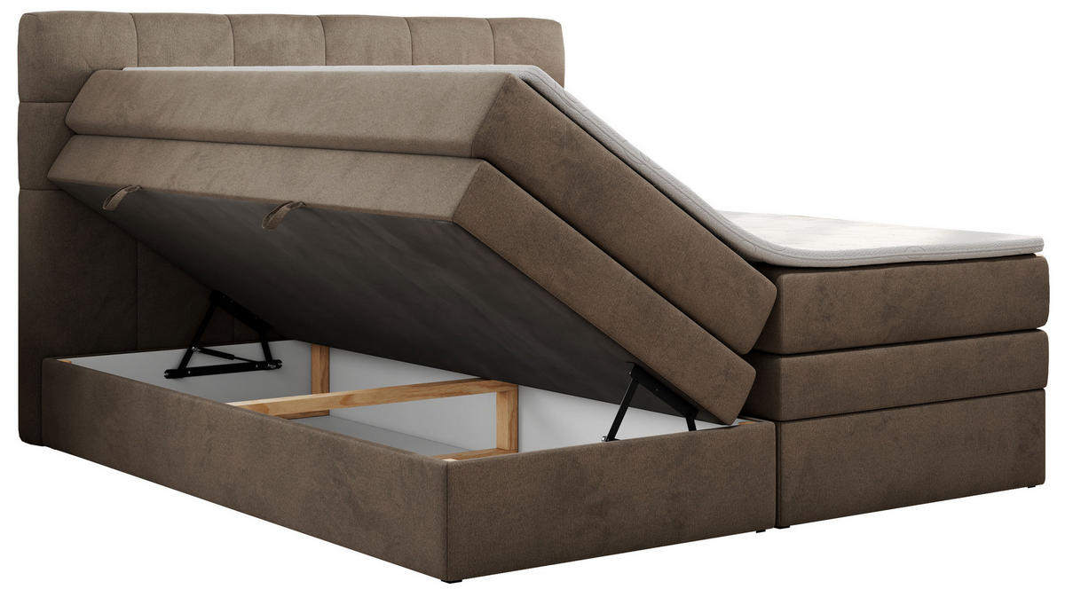 BOXSPRINGBETT LUKA KING 200/200 Braun Velvet - H4 - Braun, Holz/Textil (200/200cm) - MKS