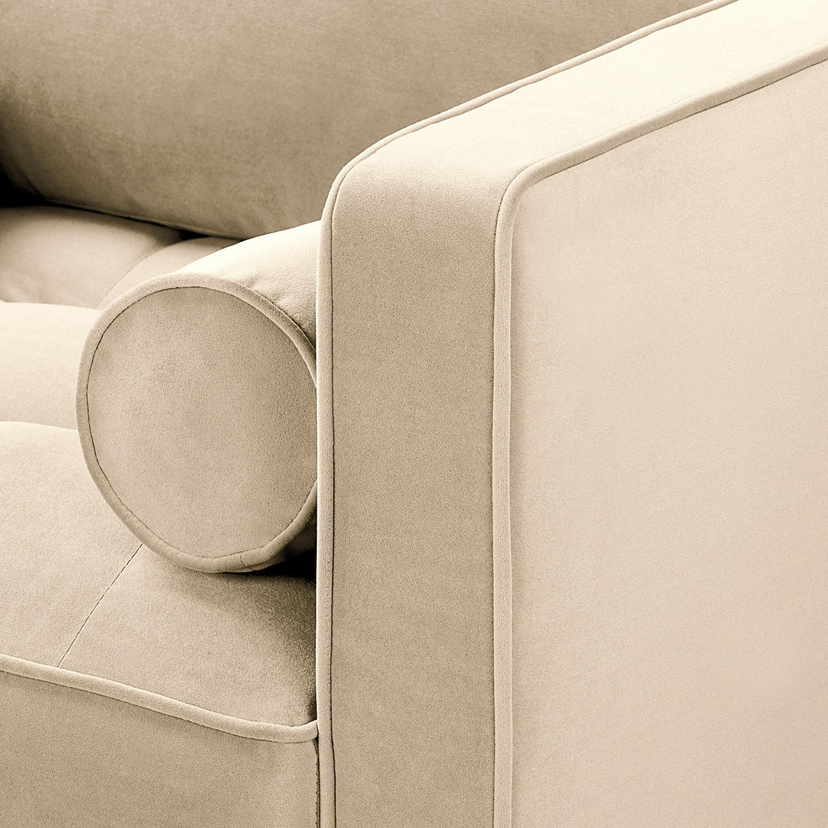 2-SITZER SOFA - Samt - Creme, Textil (150/80/86cm) - home24