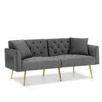 SOFA 2-Sitzer mit verstellbarer Rückenlehne Grau Samt - Grau, Holzwerkstoff (177/74/80cm) - Meubliv